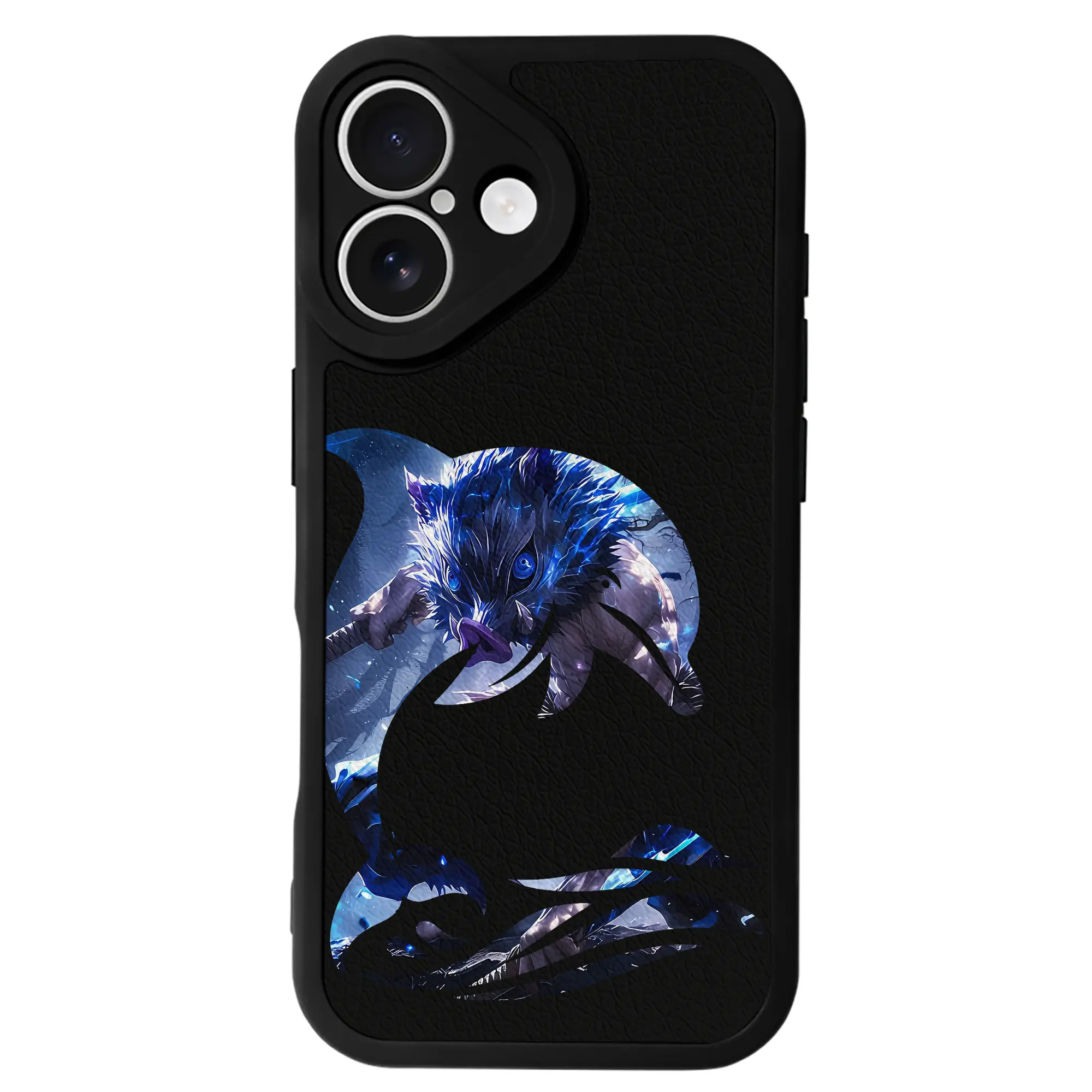 鬼滅の刃 グッズ,嘴平 伊之助 - IPhone 16シリーズ対応 ・ シリコンスマホケース ・ レザー調 ・ 高精度フィット ・ 耐衝撃 ・ ワイヤレス充電対応 ・ 精密カット